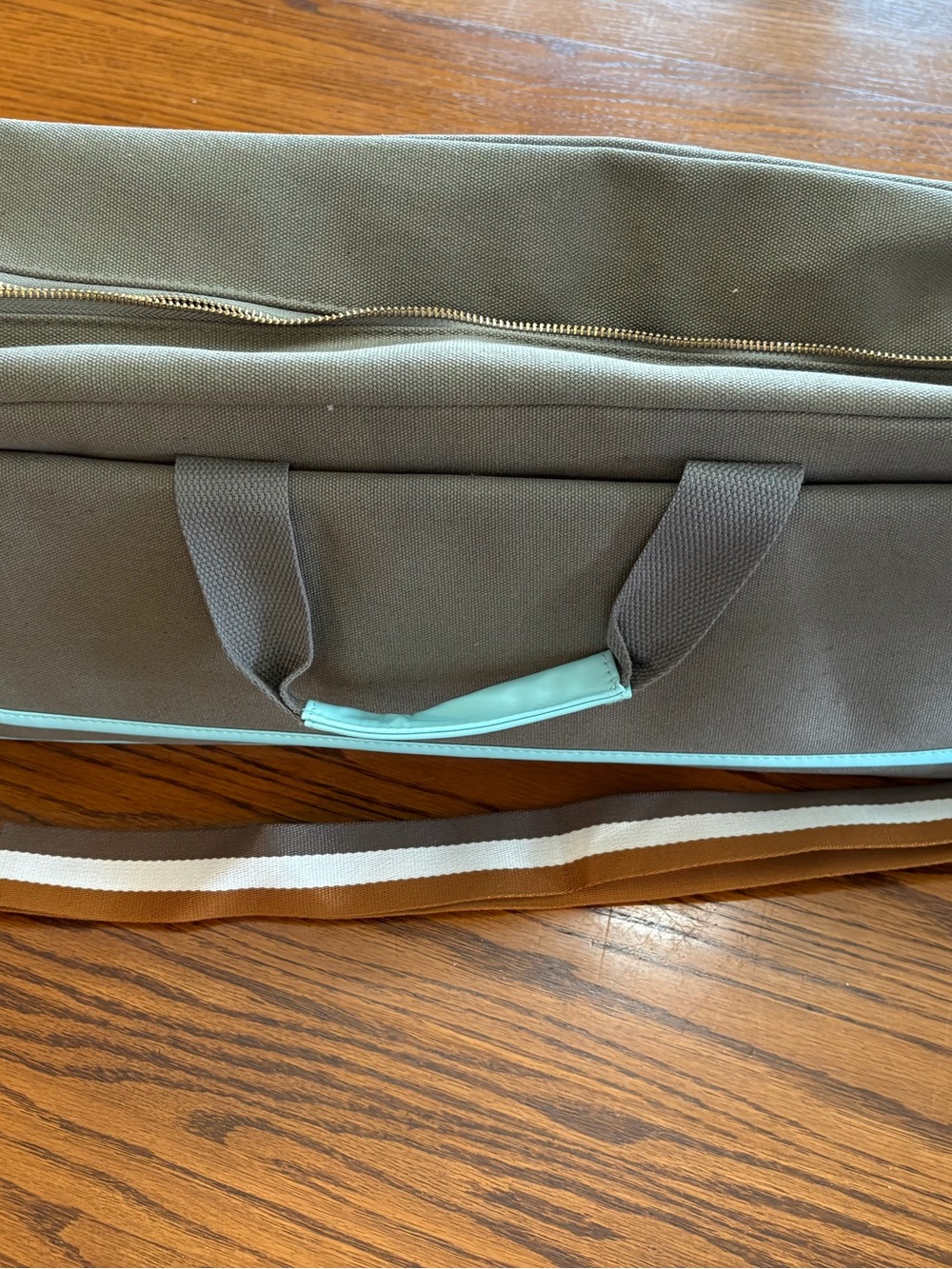 Men's Grey Canvas Carry Bag with Mint Trim